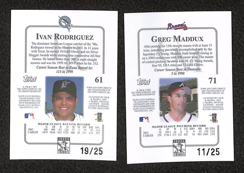 Lot of 150+ 2003 Topps Tribute Baseball Card W/ #d