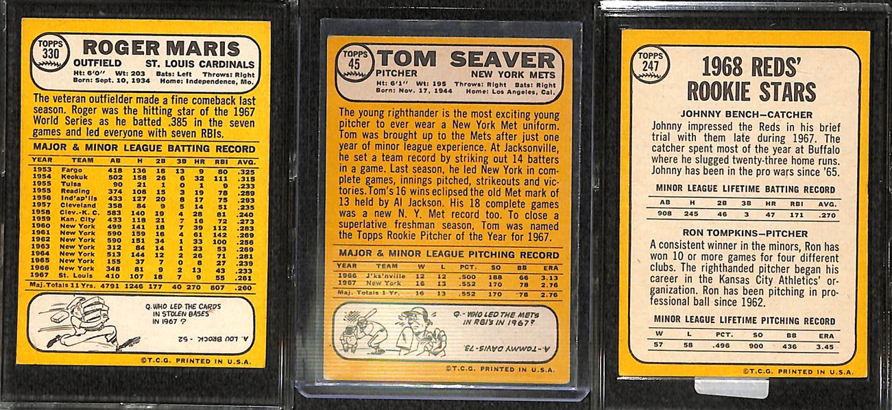 Lot Of 3 1968 Topps Baseball Cards w. Bench RC