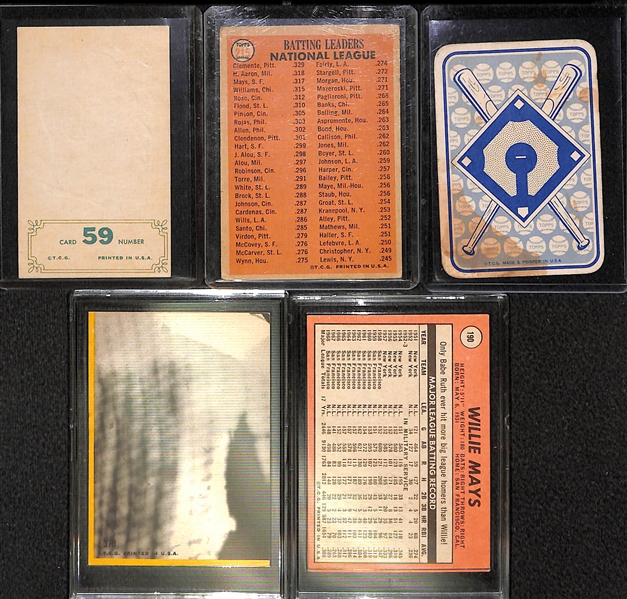 Lot Of 5 Hank Aaron & Willie Mays Vintage Cards