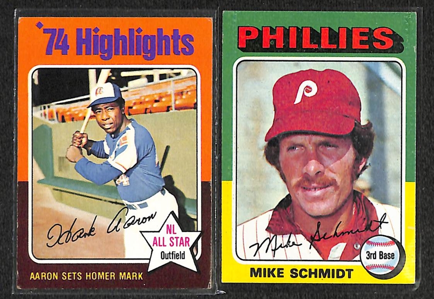 Lot Of 480 1975 Topps Baseball Cards W/ Aaron