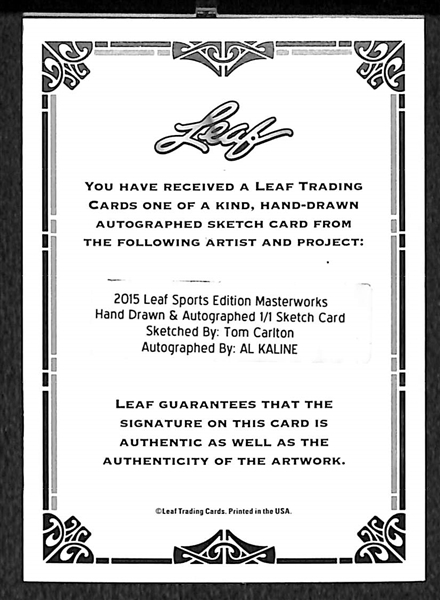 2015 Leaf Masterworks Al Kaline 1/1 Auto Art Card