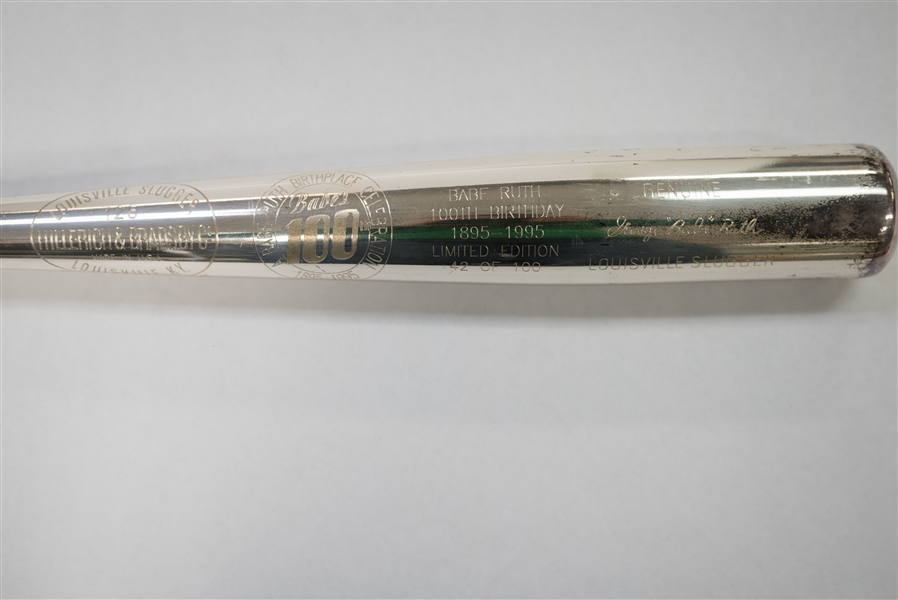 Babe Ruth 100th Birthday Louisville Slugger Silver Baseball Bat - Limited Edition #42/100