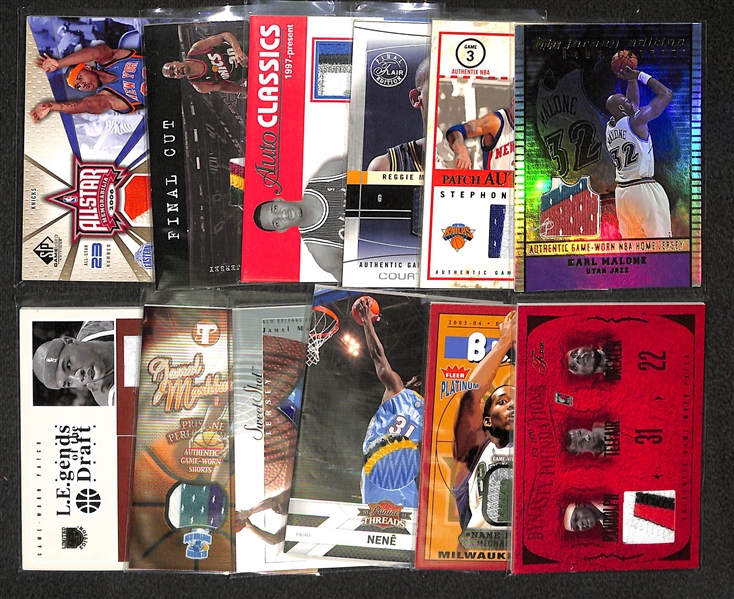 Lot Of 12 Basketball Patch Cards w. Malone