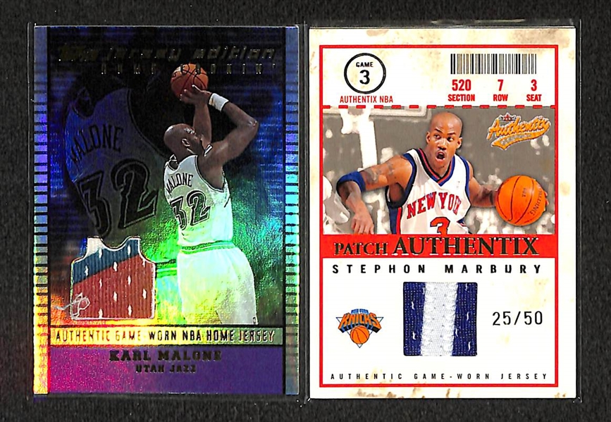 Lot Of 12 Basketball Patch Cards w. Malone