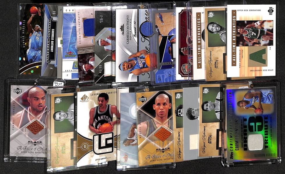 Lot Of 21 Basketball Stars Relic Cards w. Anthony