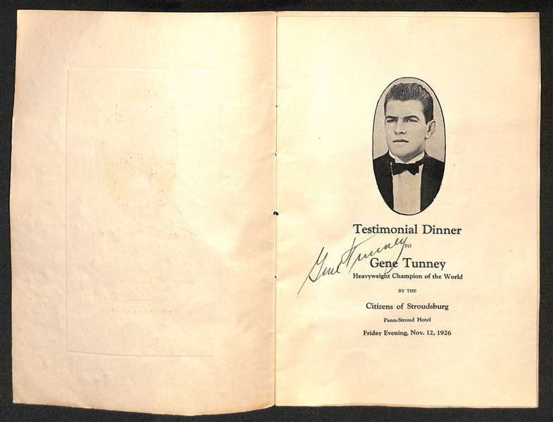 Gene Tunney Signed Testimonial Booklet From 1926 - JSA