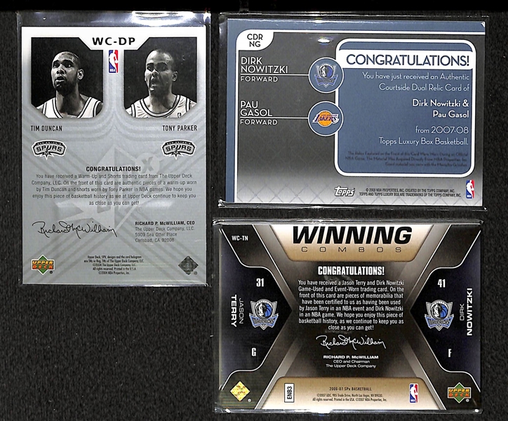 Lot Of 50 Basketball Dual Jersey Cards