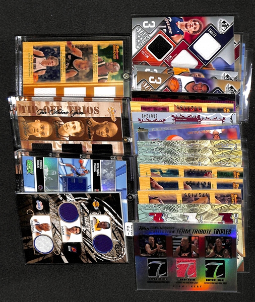 Lot of 24 Basketball Triple Jersey Cards