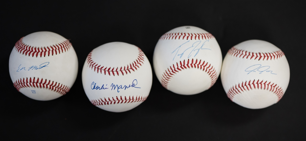 Lot Of 4 Phillies Signed Baseballs w. Charlie Manuel