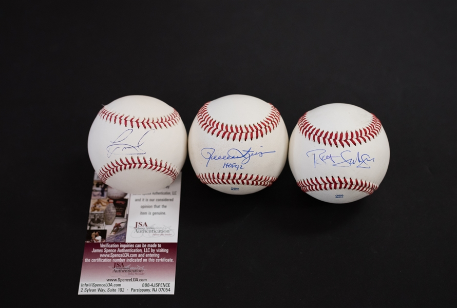 Lot Of 3 Baseball Stars Signed Baseballs w. Rollie Fingers