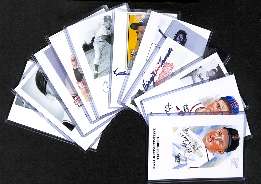 Lot Of 11 Baseball Stars Signed Photos & Index Cards w. Doerr