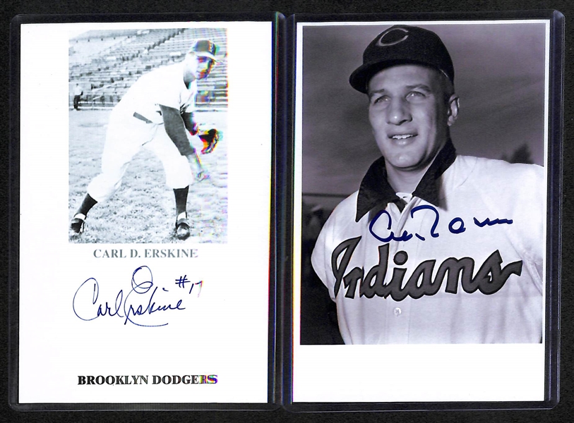Lot Of 10 Baseball Stars Signed Photos & Index Cards w. Erskine
