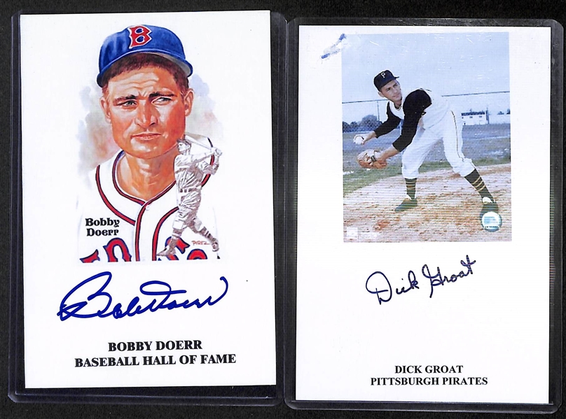 Lot Of 10 Baseball Signed Photos & Index Cards w. Thomson