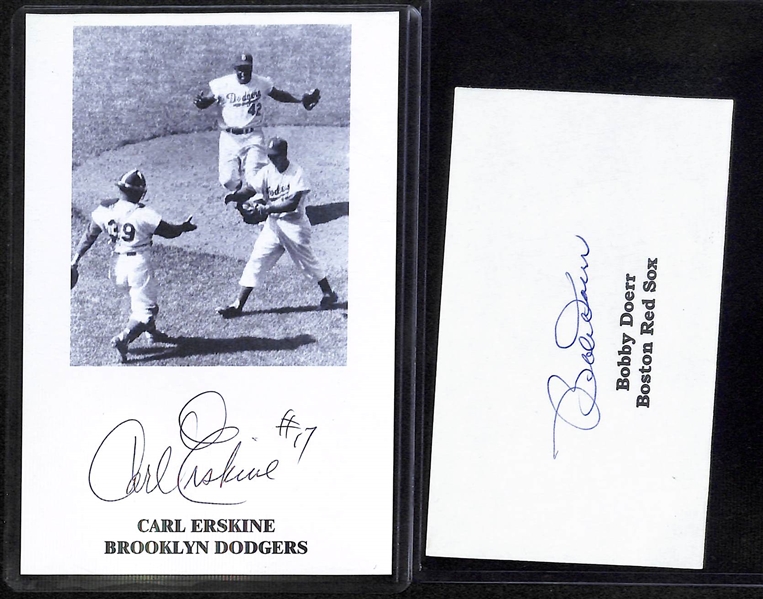 Lot Of 10 Baseball Signed Photos & Index Cards w. Thomson