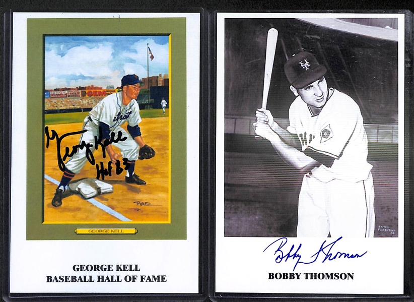 Lot Of 10 Baseball Signed Photos & Index Cards w. Thomson