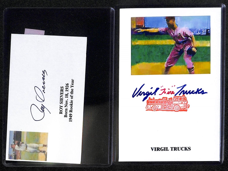 Lot Of 10 Baseball Signed Photos & Index Cards w. Thomson