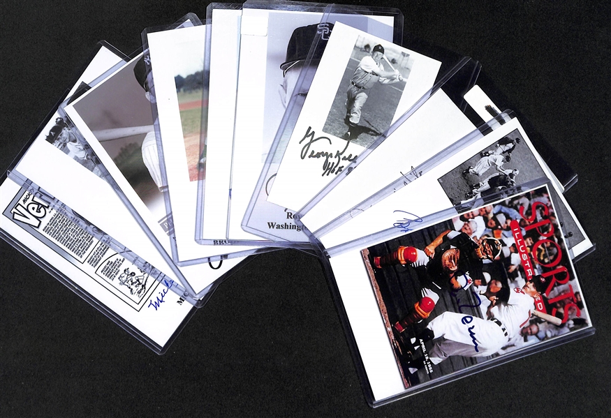 Lot Of 10 Baseball Signed Photos & Index Cards w. Kell