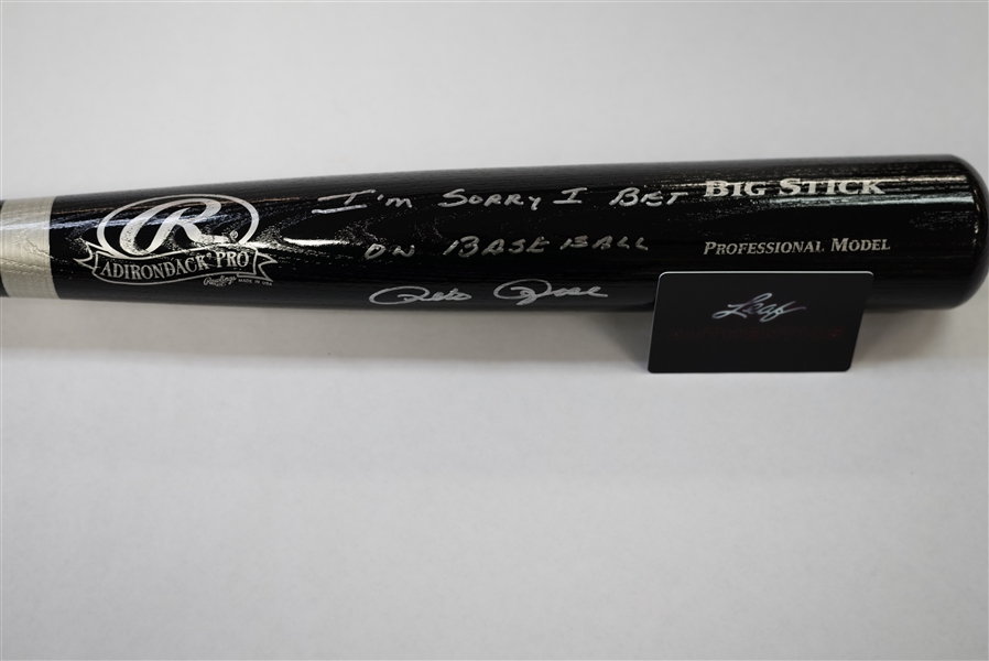 Pete Rose Signed & Inscribed Baseball Bat - Inscribed Sorry I Bet on Baseball - Leaf COA