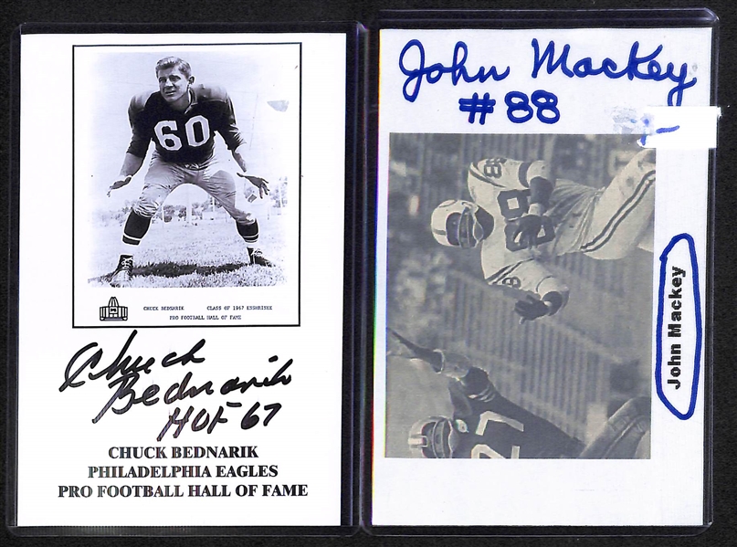 Lot Of 10 Football Signed Photos & Index Cards w. Bednarik