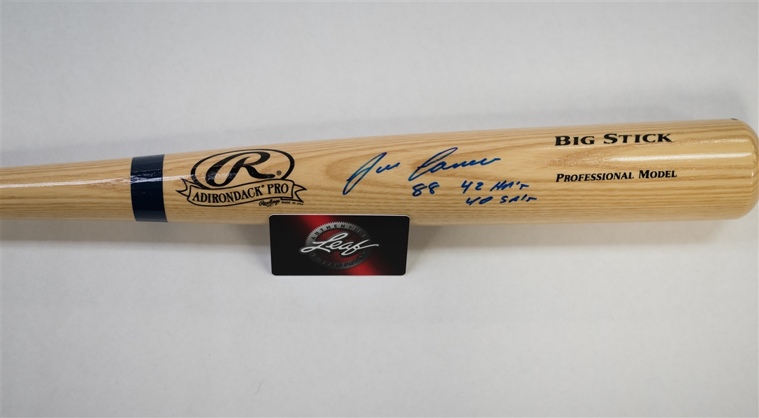 Jose Canseco Signed & Inscribed Baseball Bat - Leaf COA