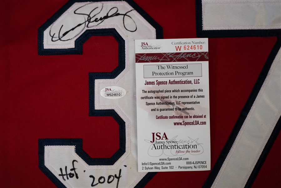 Dennis Eckersley Signed & Inscribed Mitchell & Ness Indians Jersey - JSA
