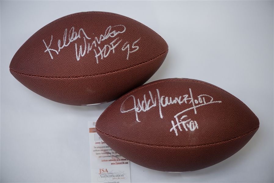 Kellen Winslow & Jack Youngblood Signed and Inscribed Footballs - JSA