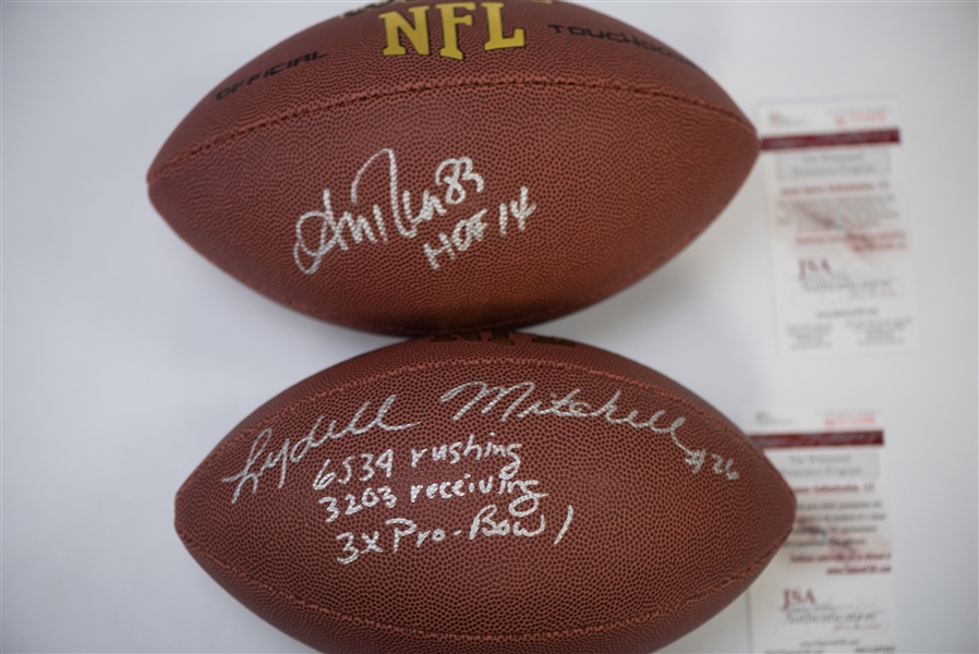 Andre Reed & Lydell Mitchell Signed and Inscribed Footballs - JSA
