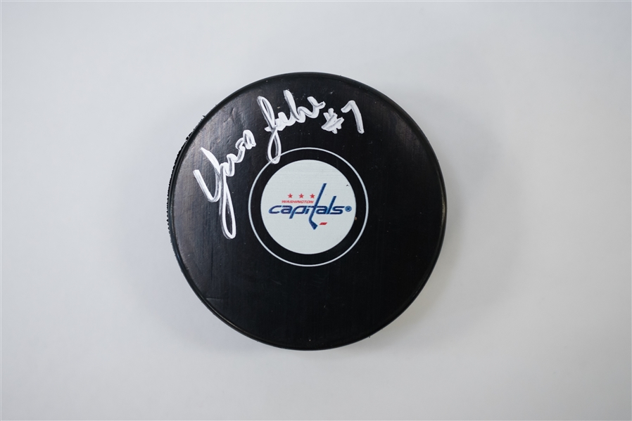 Yvon Labre & Philipp Grubauer Signed Hockey Pucks - JSA