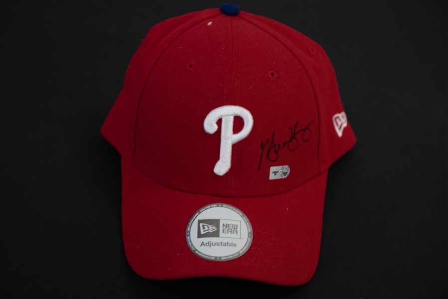 Michael Young Signed Phillies Hat - MLB COA