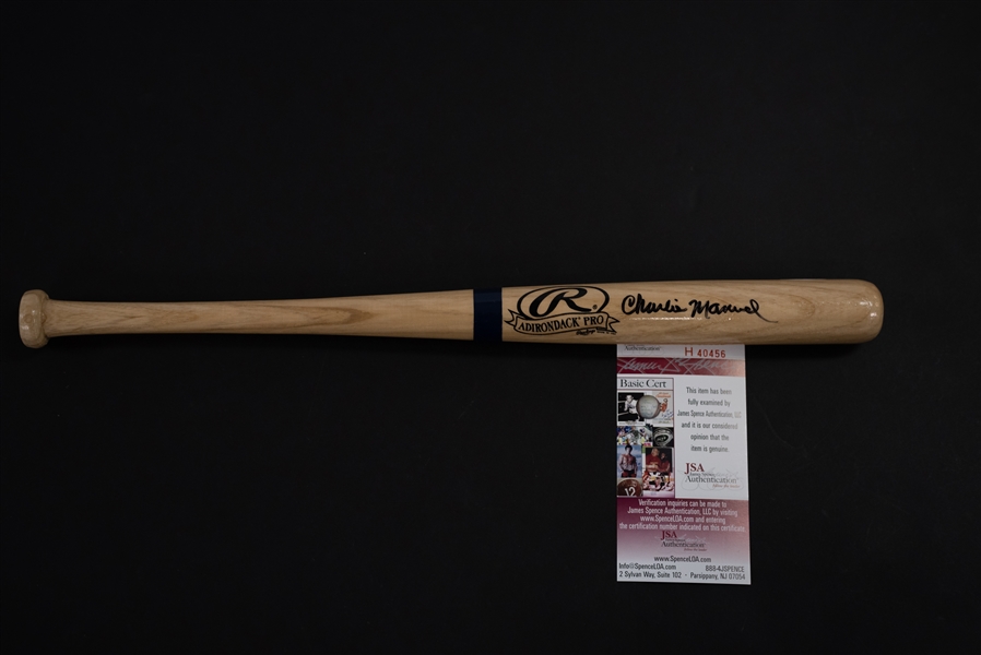 Charlie Manuel Signed Rawlings Mini Bat - JSA
