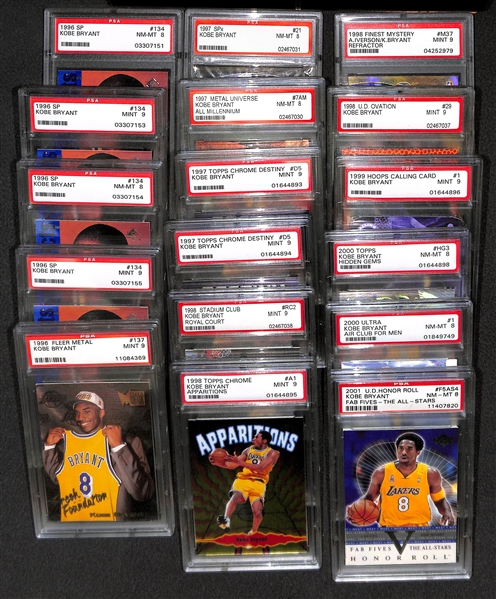 Lot Of 17 Kobe Bryant PSA Graded Cards