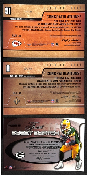 Lot Of 9 Oversized Flair Football Patch & Jersey Cards