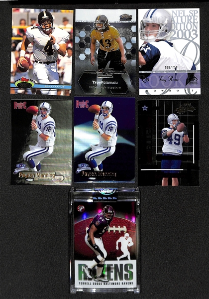 Lot Of 7 Football Stars Rookie Cards w. Polamalu