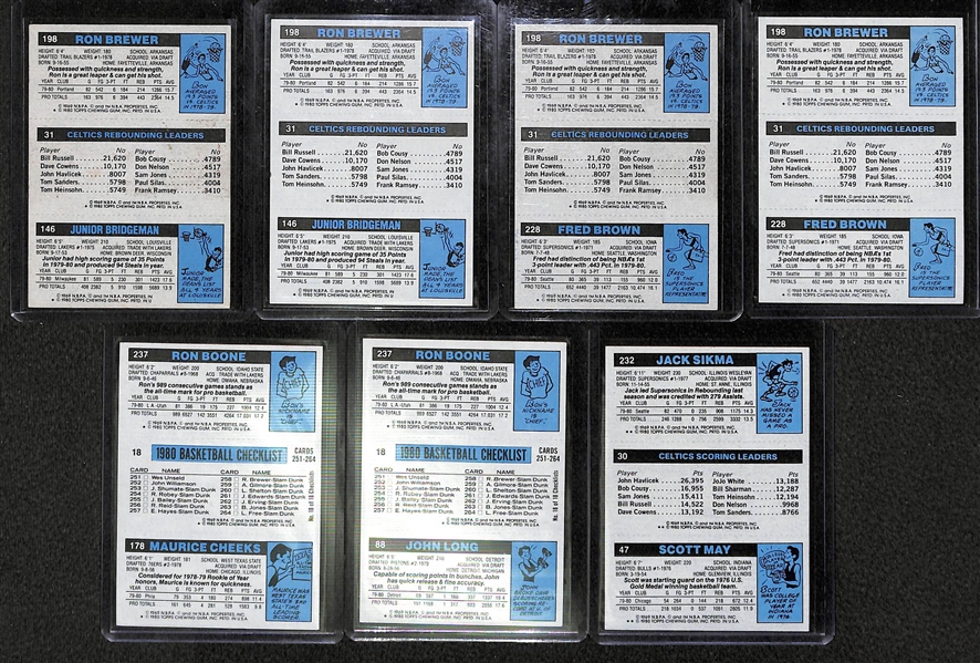 Lot Of 7 1980/81 Topps Basketball Rookie Cards w. Bird
