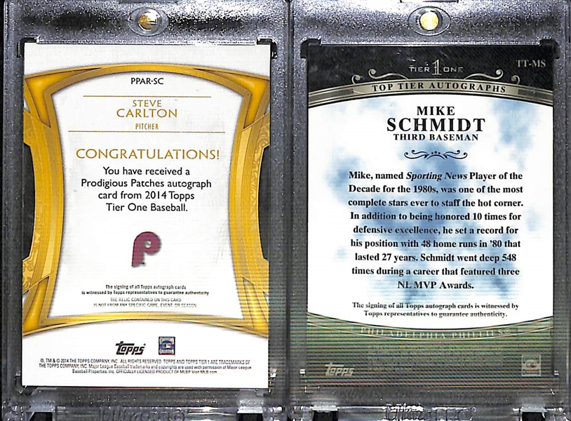 Mike Schmidt & Steve Carlton Tier One Auto Cards