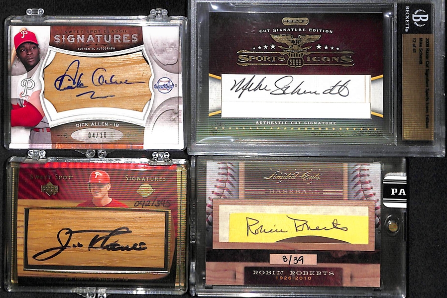 Lot Of 4 Phillies Auto Card w. Schmidt & Thome