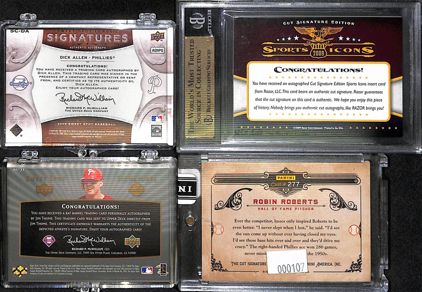 Lot Of 4 Phillies Auto Card w. Schmidt & Thome