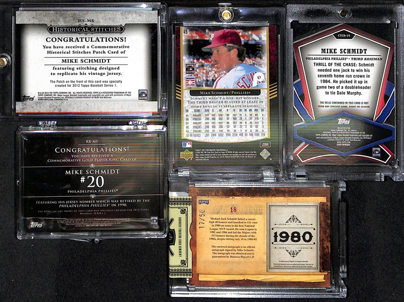 Lot Of 5 Phillies Auto & Relic Cards w. Schmidt