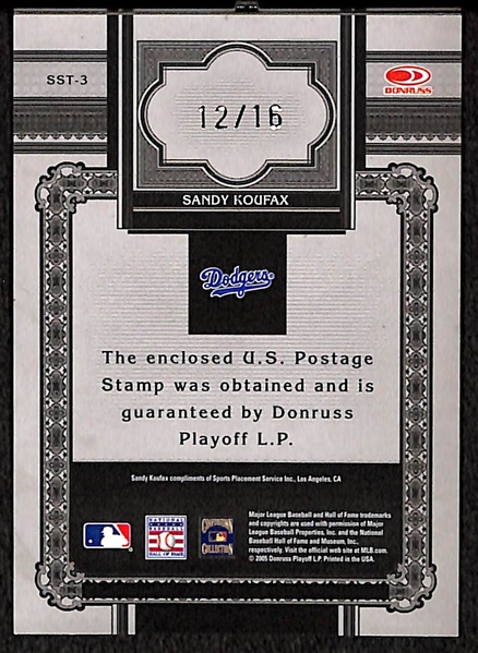 2005 Donruss Signature Series Stamps Sandy Koufax Autograph Card