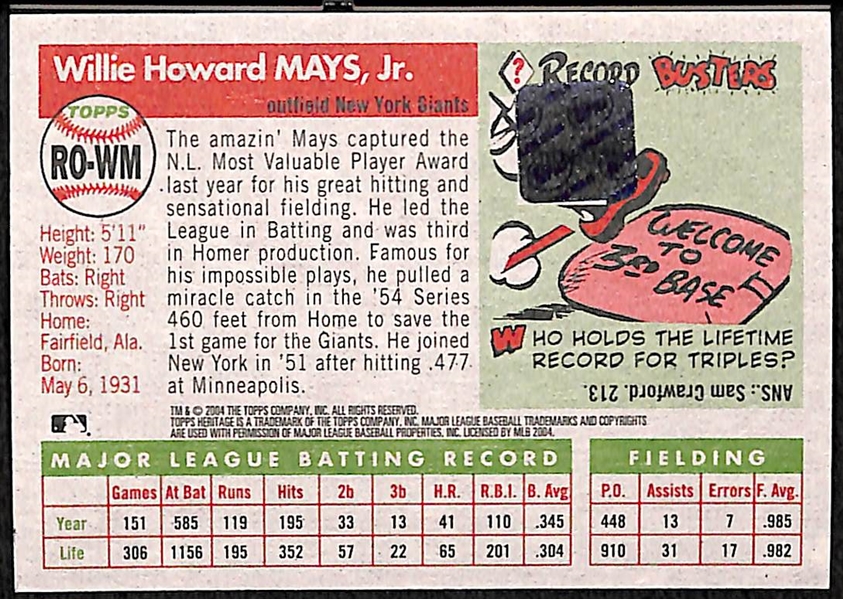 2004 Topps Heritage Willie Mays Certified On-Card Autograph Card