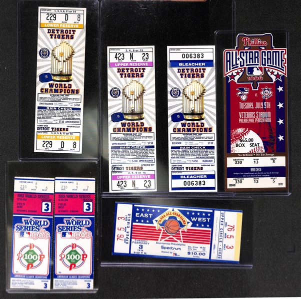Lot Of Baseball Tickets/Pins/Stamps - Includes ticket stubs for Mark McGwire Record Breaking HR Season 1998, 1983 World Series, 1976 All Star Game, More!