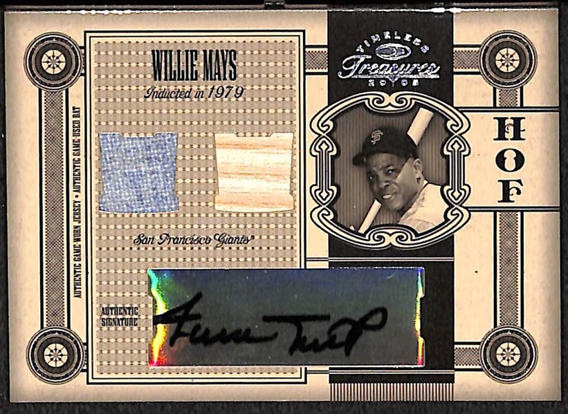 2005 Donruss Timeless Treasures Willie Mays Auto Jersey Bat Card