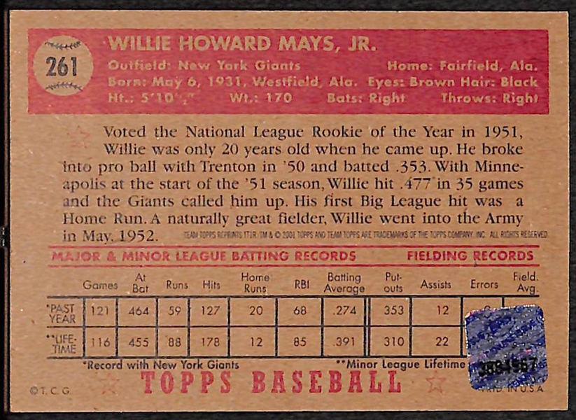 2001 Topps Team Legends Willie Mays Auto Card