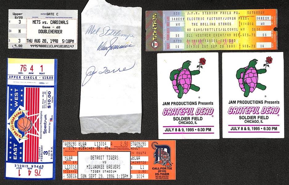 Lot Of Baseball Tickets/Pins/Stamps - Includes ticket stubs for Mark McGwire Record Breaking HR Season 1998, 1983 World Series, 1976 All Star Game, More!