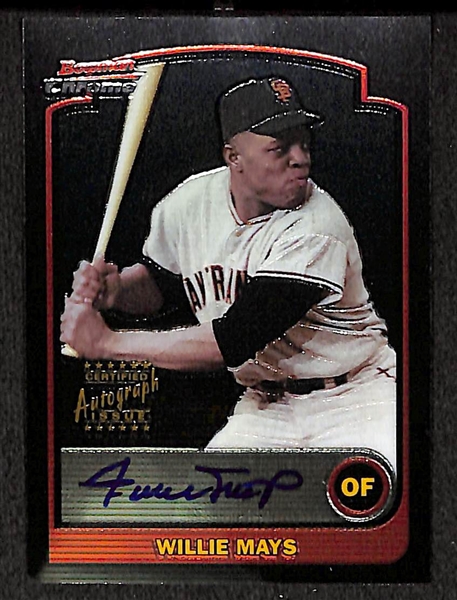 2003 Topps Bowman Chrome Willie Mays Certified On-Card Autograph Card