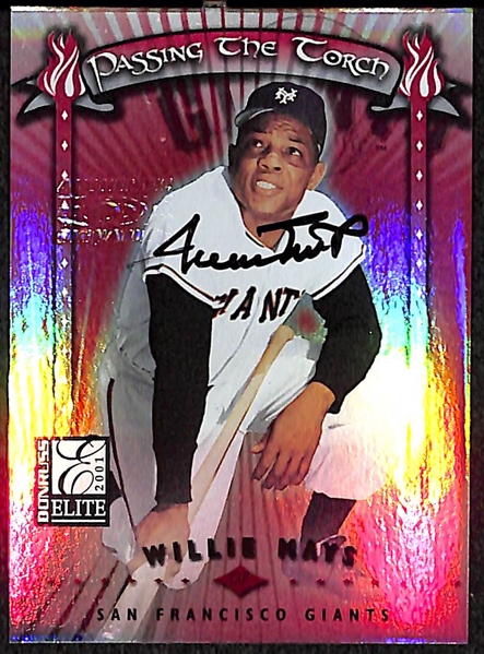 2001 Donruss Elite Passing The Torch Willie Mays Auto Card #053/100