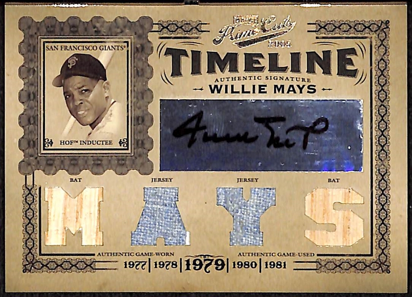 2005 Playoff Prime Cuts Timeline Willie Mays Auto Jersey Bat Card #14/50