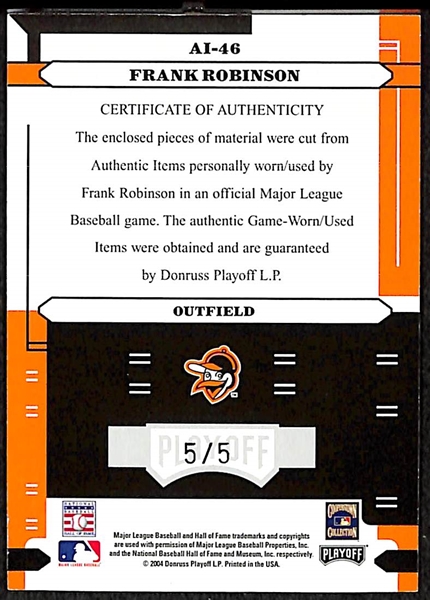 2004 Playoff Absolute Memorabilia Absolutely Ink Frank Robinson Auto Jersey Bat Shoe Card #5/5