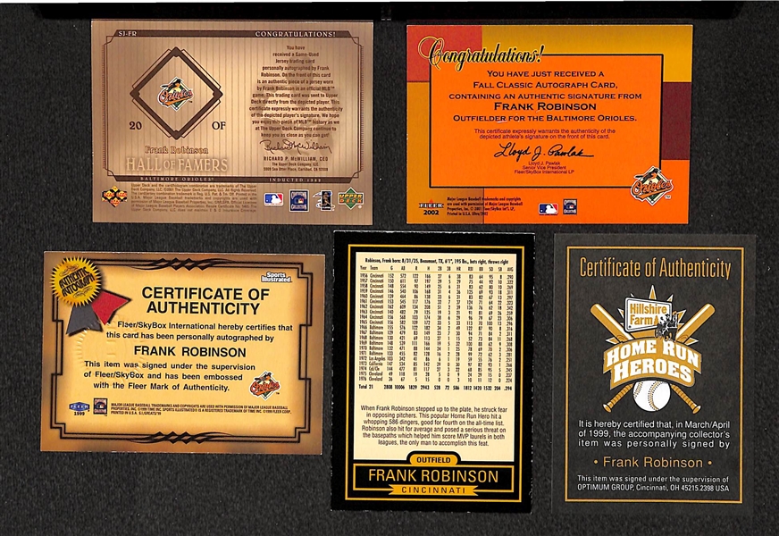 Lot of 4 Frank Robinson Autograph Cards