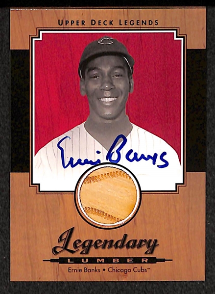 Lot of 2 - Ernie Banks & Reggie Jackson Autograph Cards